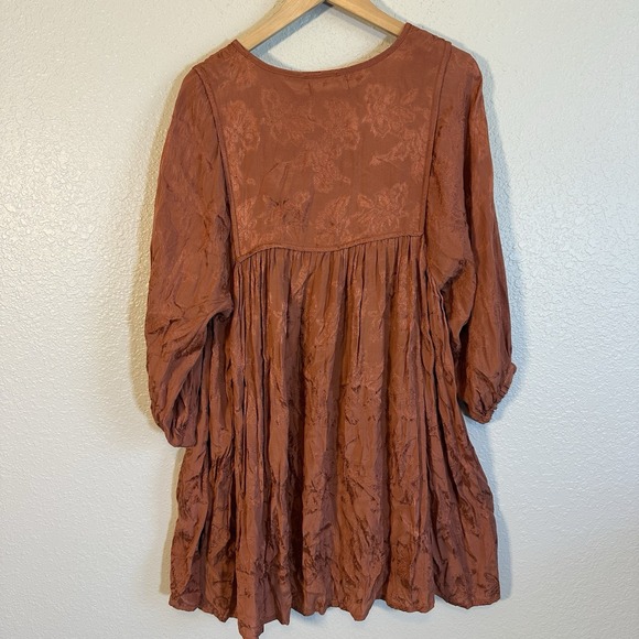 Natural Life Dress Rust Orange Size M Floral Babydoll Mini Boho Gypsie Western - Picture 3 of 9